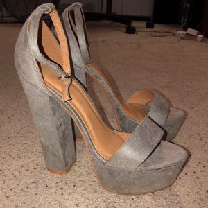 Boohoo Grey Suede Heels